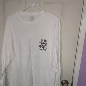 Vans White Long Sleeve Shirt with Floral Design